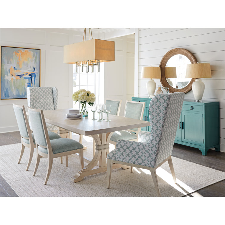 Sailcloth Upholstered Linen Side Chair with Wooden Frame