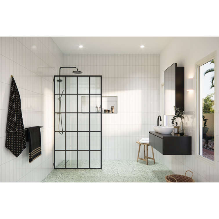 Esprit 38" x 78" Matte Black Glass Shower Panel