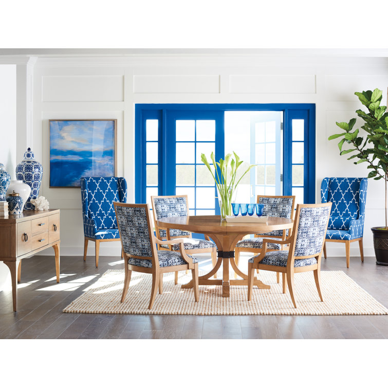 Seacliff Cotton Blue Sandstone Upholstered Wingback Arm Chair