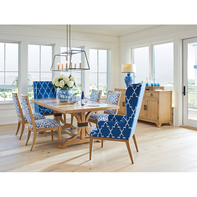 Seacliff Cotton Blue Sandstone Upholstered Wingback Arm Chair