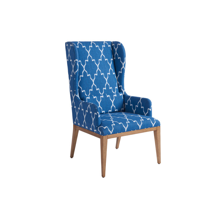 Seacliff Cotton Blue Sandstone Upholstered Wingback Arm Chair