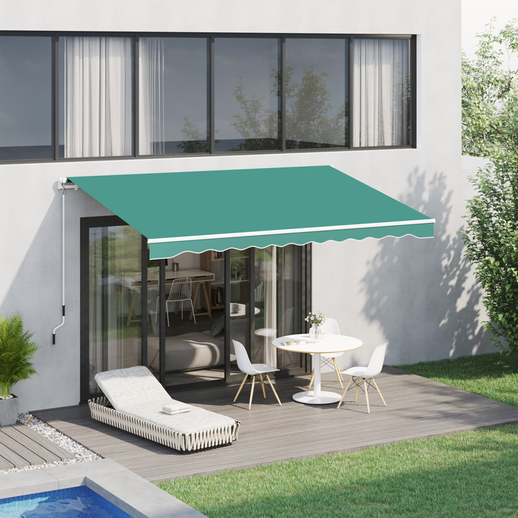 Outsunny 13' Green Retractable Patio Awning with Aluminum Frame