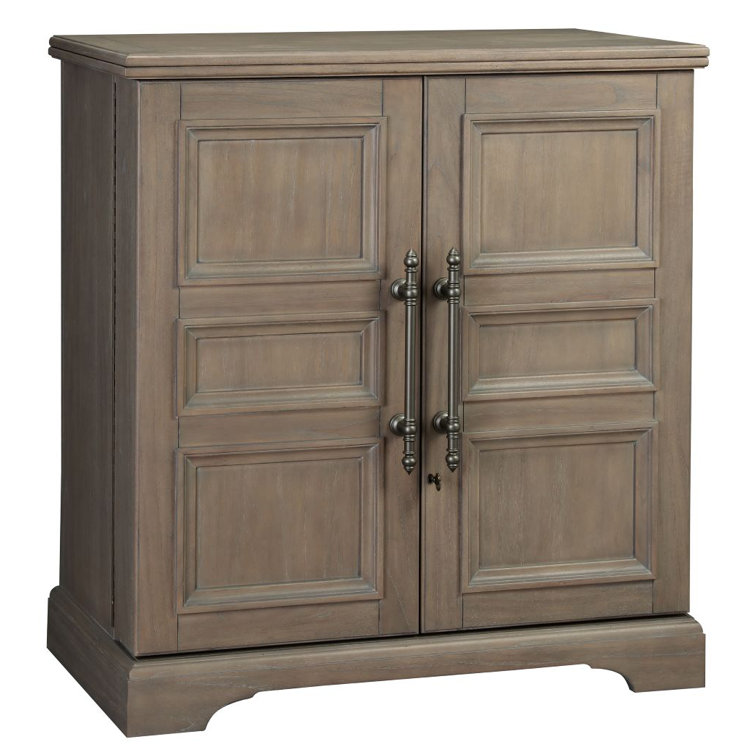 Gray Brown Hardwood Transitional Bar Cabinet