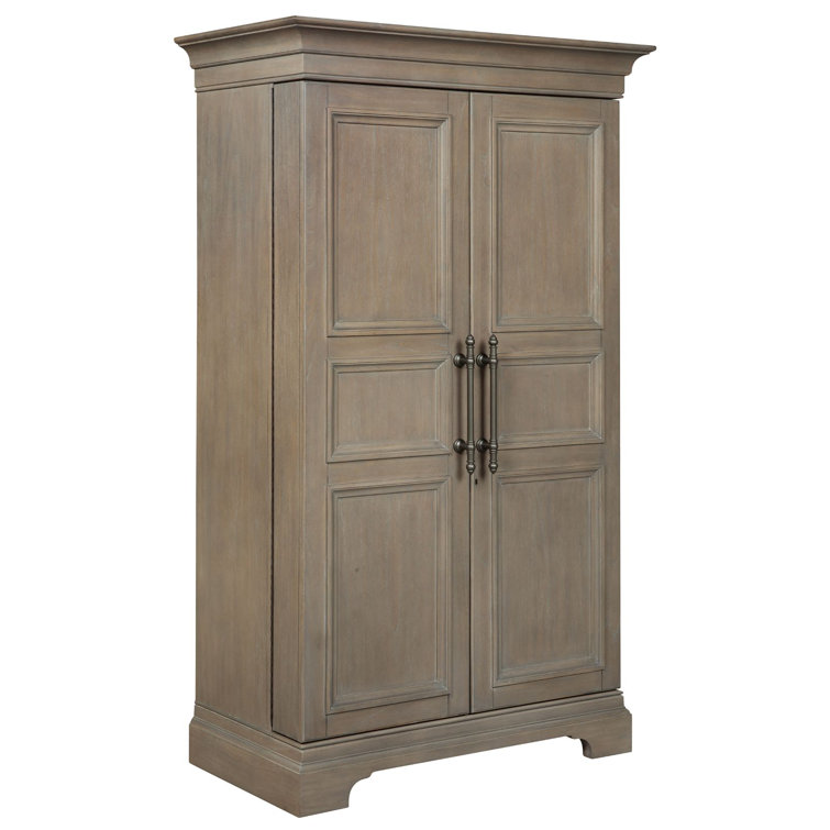 Aged Gray Distressed Wood 43'' Bar Cabinet with Drawers