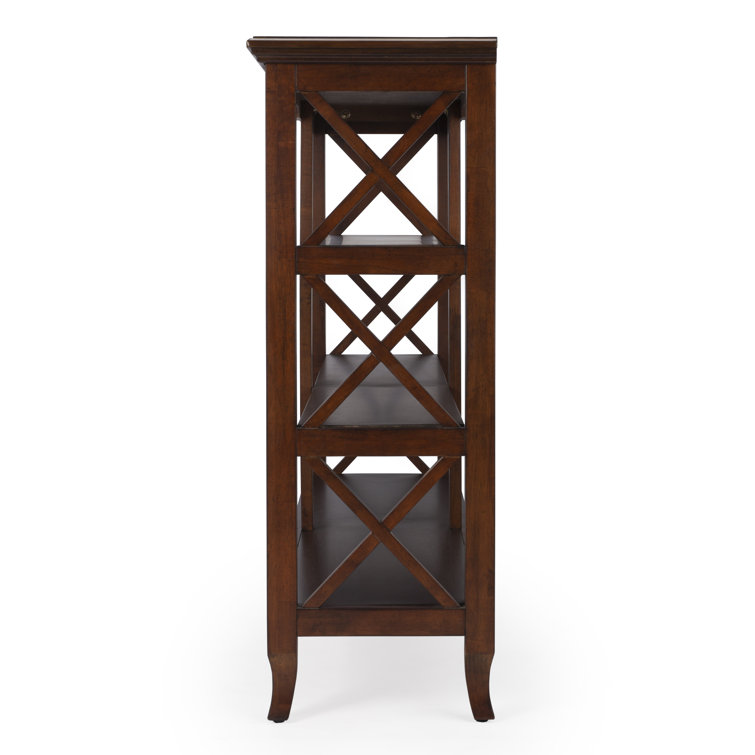 Brown Rubberwood and Birch Veneer Console Bookcase