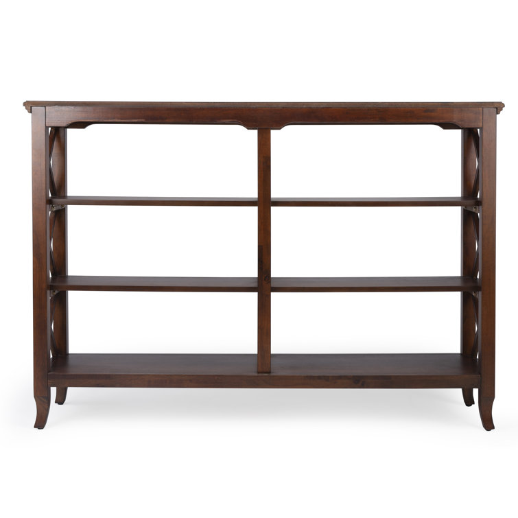 Brown Rubberwood and Birch Veneer Console Bookcase