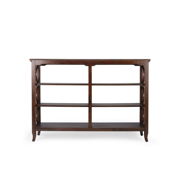 Brown Rubberwood and Birch Veneer Console Bookcase