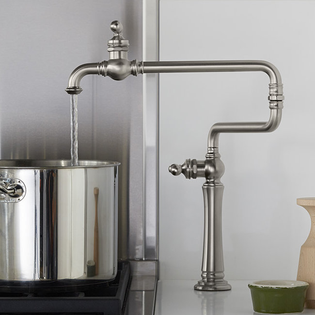 Vibrant Stainless Steel Single-Hole Deck-Mount Pot Filler