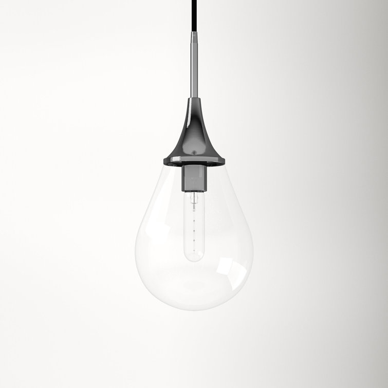 Gold and White Teardrop Glass Pendant Light