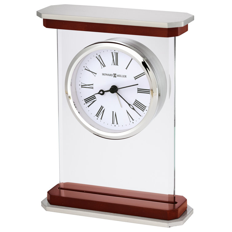 Mayfield Chrome and Rosewood Quartz Table Clock with Roman Numerals