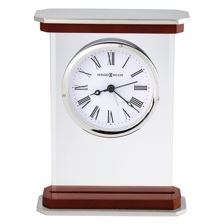 Mayfield Chrome and Rosewood Quartz Table Clock with Roman Numerals