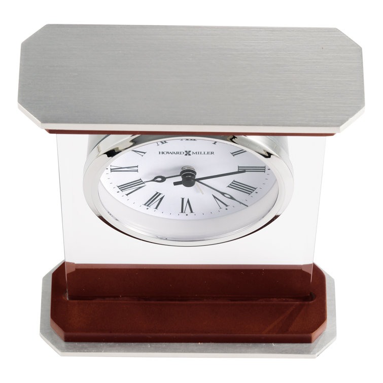 Mayfield Chrome and Rosewood Quartz Table Clock with Roman Numerals