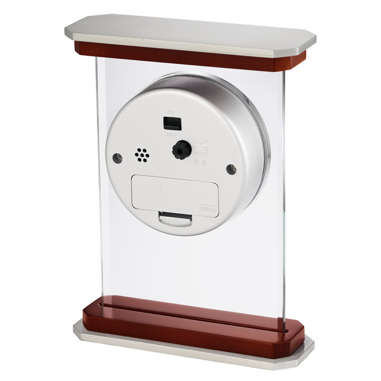 Mayfield Chrome and Rosewood Quartz Table Clock with Roman Numerals
