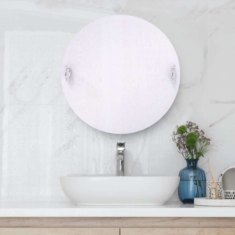22" Round Frameless Satin Chrome Wall Mirror