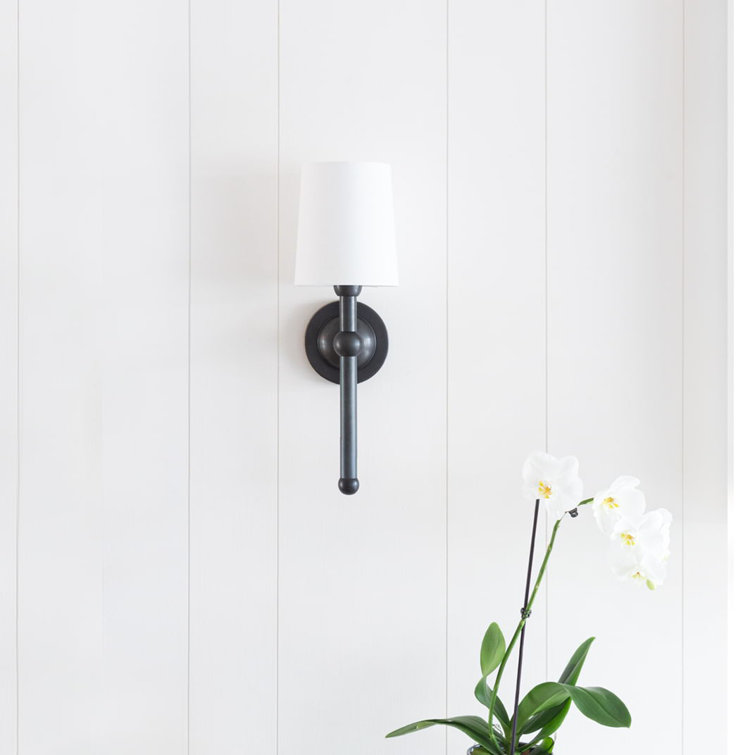 Natural Brass Wall Sconce with Linen Shade