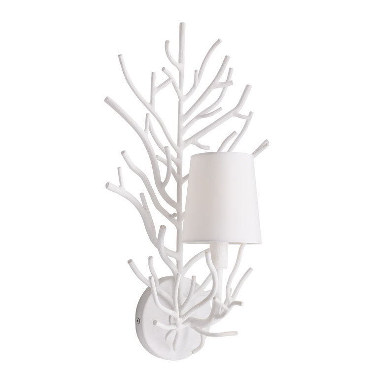 Coral Twig Empire Shade Outdoor Sconce in White Iron