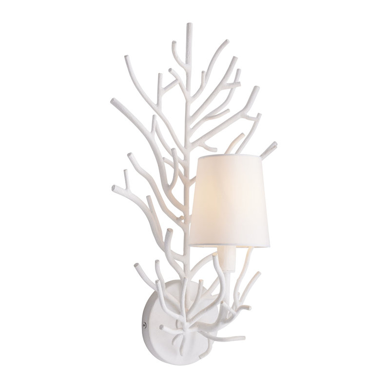 Coral Twig Empire Shade Outdoor Sconce in White Iron