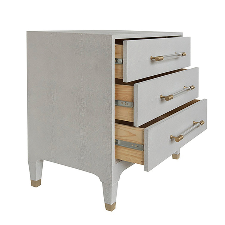 Gray Metal and Wood Rectangular Nightstand with Storage