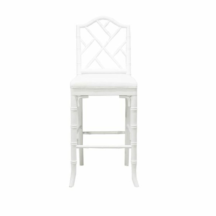 Annette 28'' White Lacquer Bamboo-Inspired Counter Stool