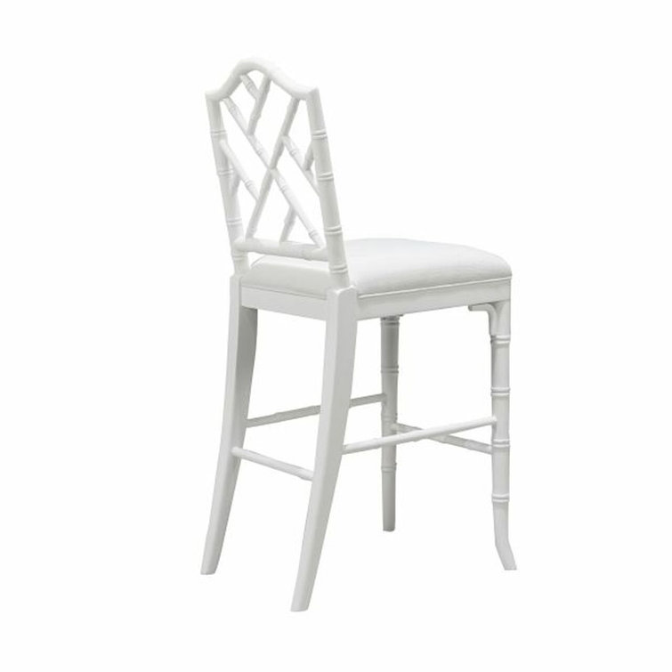 Annette 28'' White Lacquer Bamboo-Inspired Counter Stool