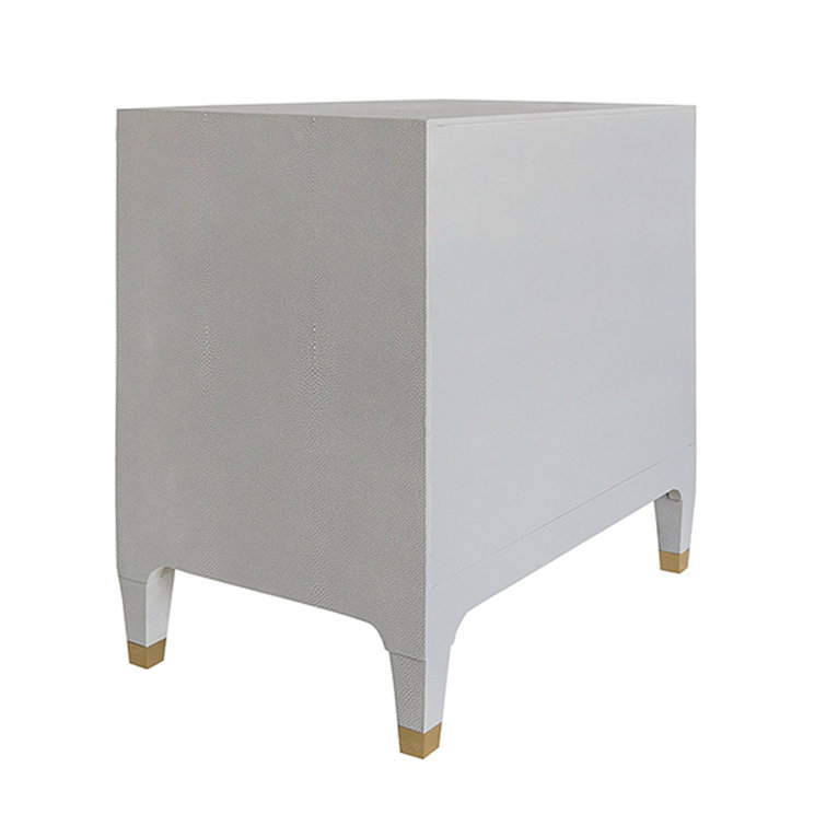 Gray Metal and Wood Rectangular Nightstand with Storage
