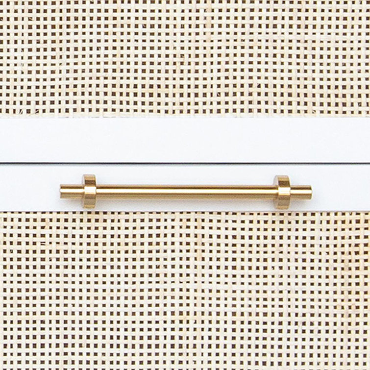 Matte White Coastal 6-Drawer Dresser with Caning