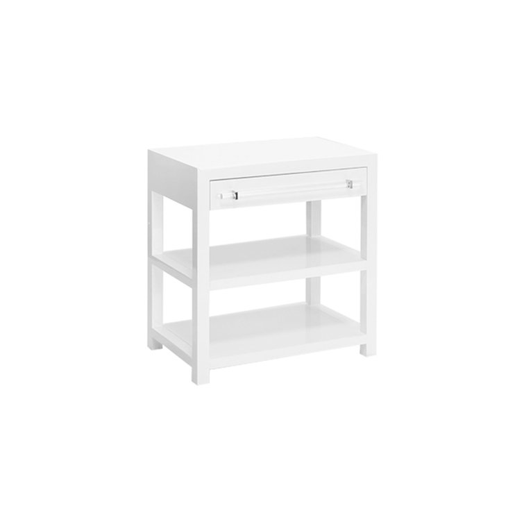 Transitional Gray Acrylic Rectangular End Table with Storage