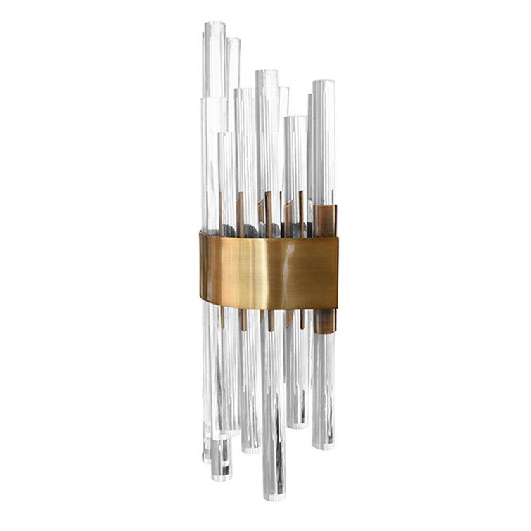 Art Deco Inspired 2-Light Antique Brass & Acrylic Sconce