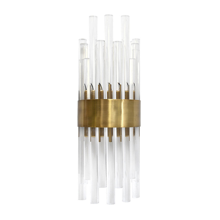 Art Deco Inspired 2-Light Antique Brass & Acrylic Sconce