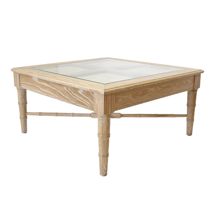 Pennine Square Cerused Oak and Glass Coffee Table