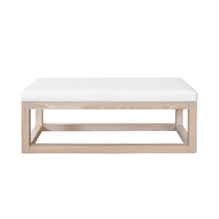 Cerused Oak and White Vinyl Modern Bedroom Bench