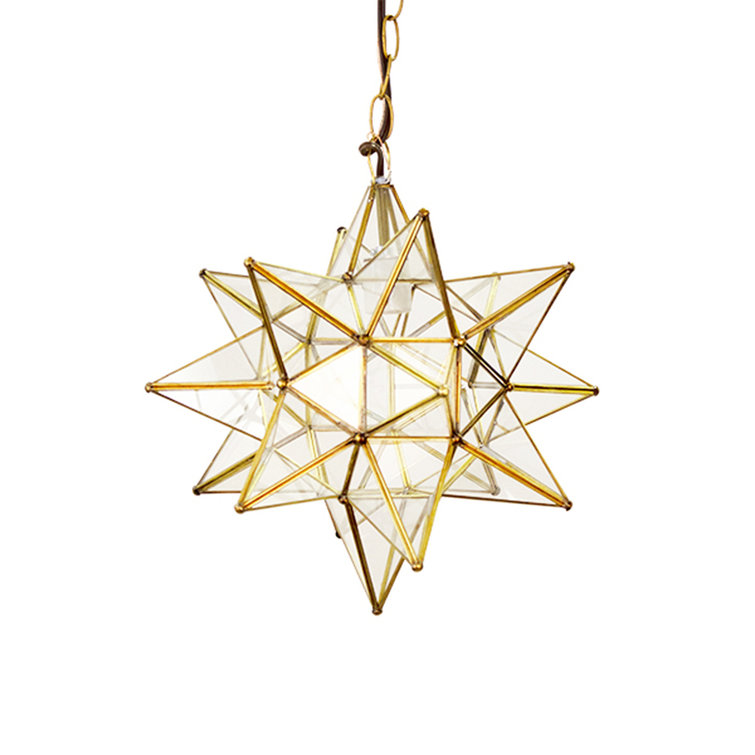Ethereal Brass and Glass 20" Star Pendant Light