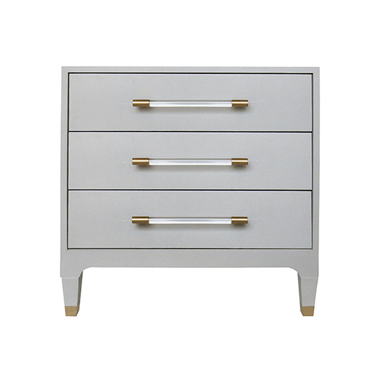 Gray Metal and Wood Rectangular Nightstand with Storage