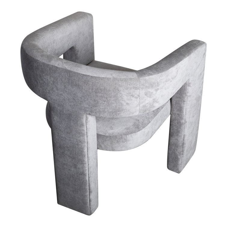 Gray Velvet Barrel Chair with Round Arms