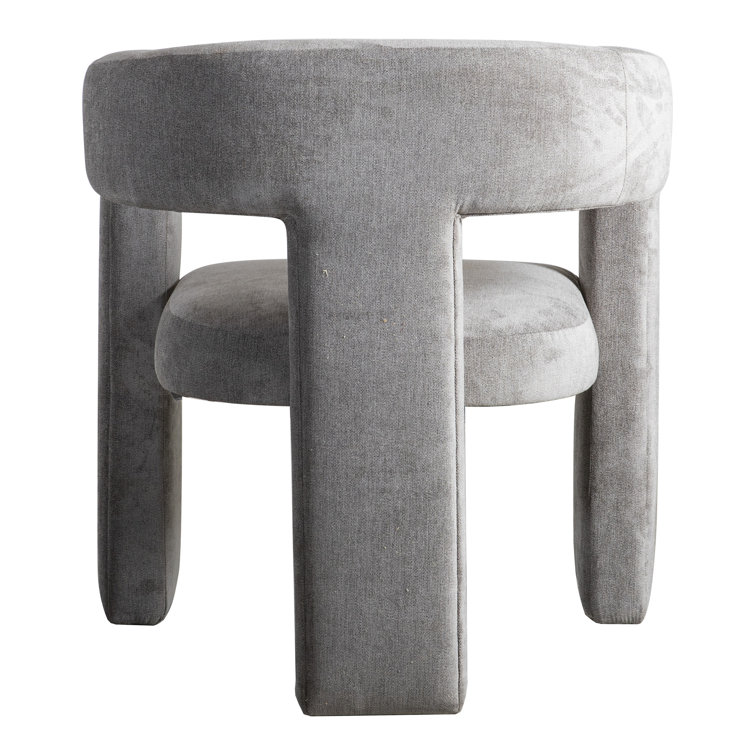 Gray Velvet Barrel Chair with Round Arms