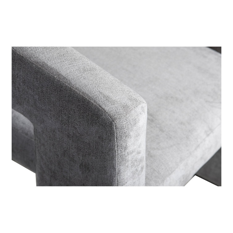 Gray Velvet Barrel Chair with Round Arms