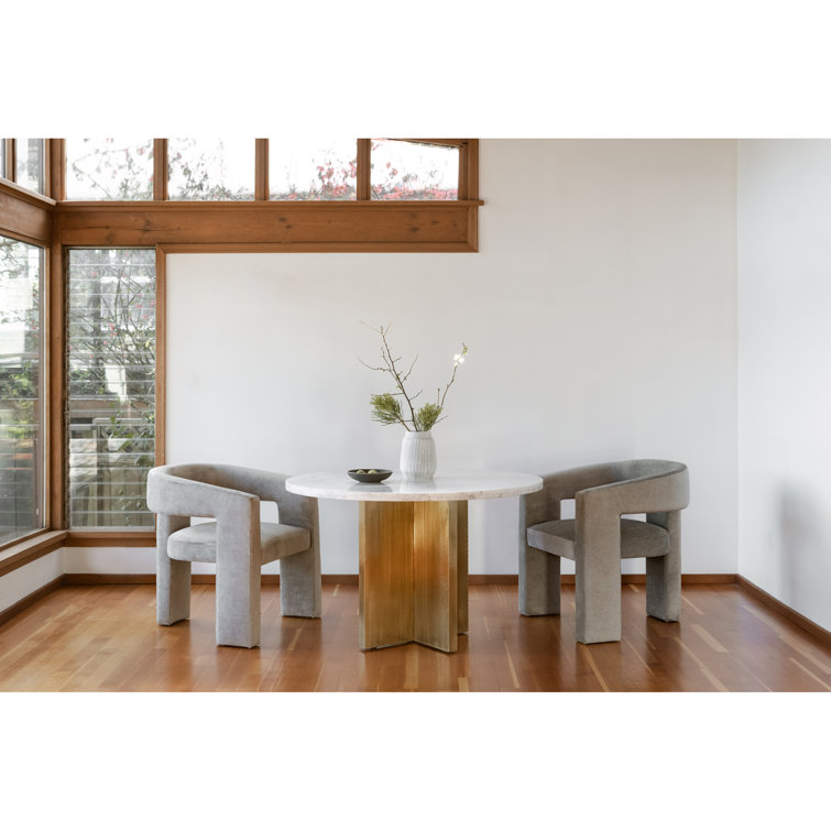 Gray Velvet Barrel Chair with Round Arms