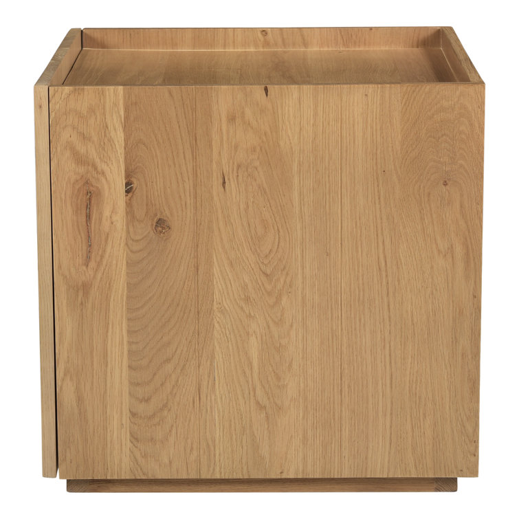 Siegel Solid Oak Plank Nightstand with Cabinet Shelving - Natural
