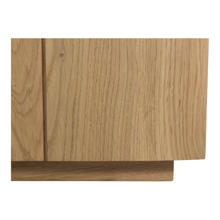 Plank 72'' Natural Solid Oak Media Console with Cabinets