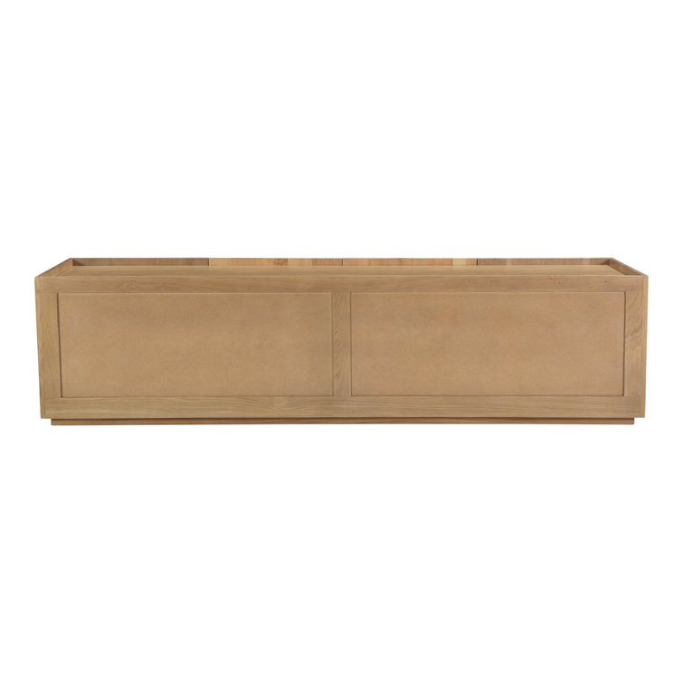 Plank 72'' Natural Solid Oak Media Console with Cabinets