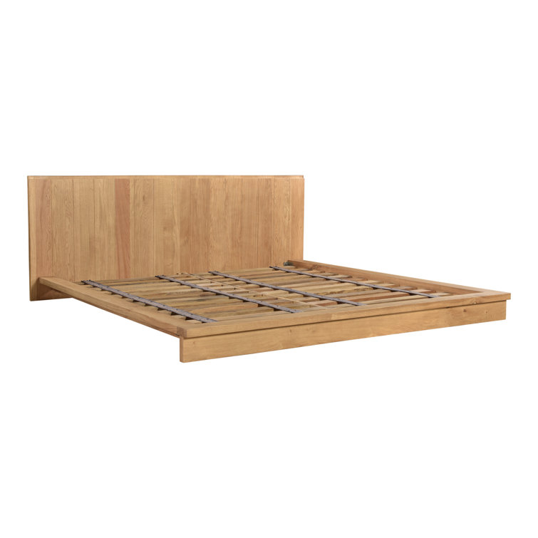 King Oak Solid Wood Platform Bed with Headboard