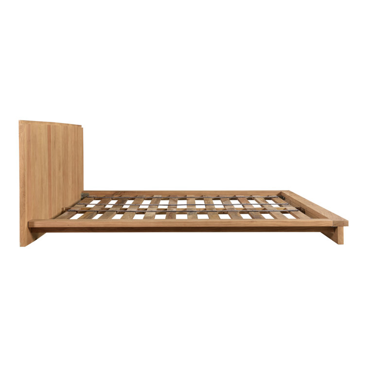 King Oak Solid Wood Platform Bed with Headboard