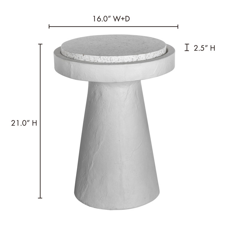 White Terrazzo and Cement Round Pedestal Accent Table