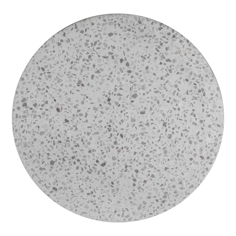 White Terrazzo and Cement Round Pedestal Accent Table