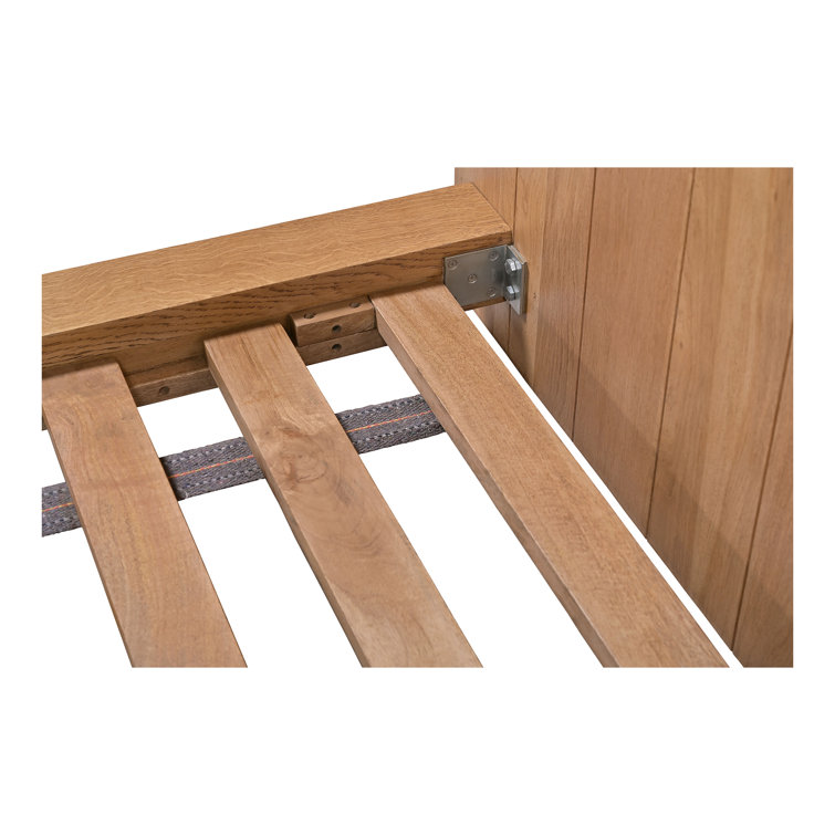 King Oak Solid Wood Platform Bed with Headboard