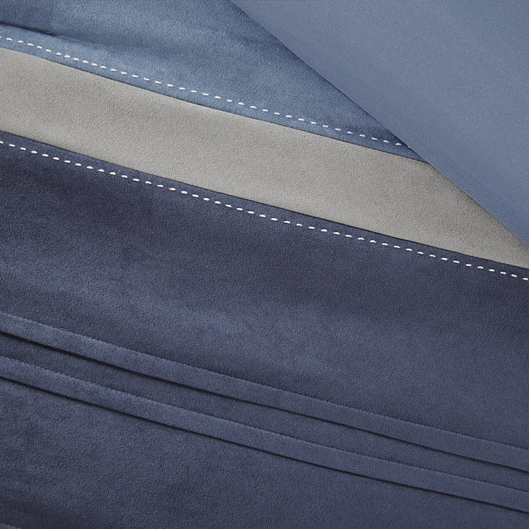 Navy Blue Queen 7-Piece Microsuede Comforter Set