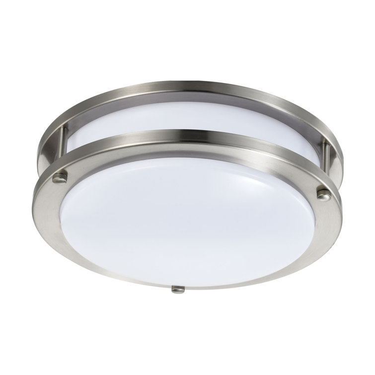 Contemporary 10'' Brushed Nickel LED Flush Mount for Indoor/Outdoor