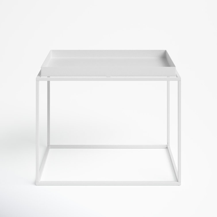 White Metal Rectangular Modern Tray Top End Table