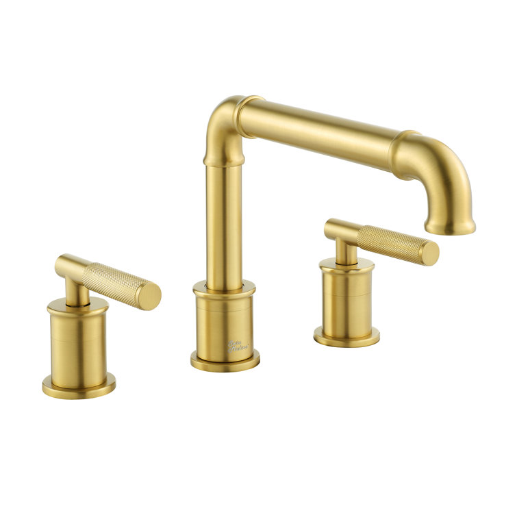 Avallon Brushed Gold 8-inch Widespread Sleek Handle Bathroom Faucet