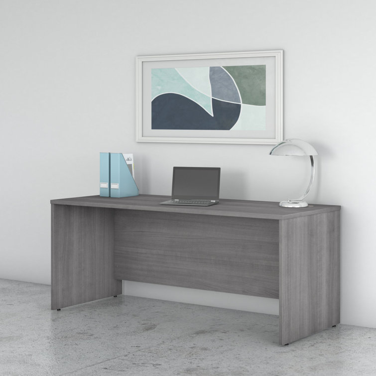 Platinum Gray Contemporary U-Shaped Credenza Desk with Drawer
